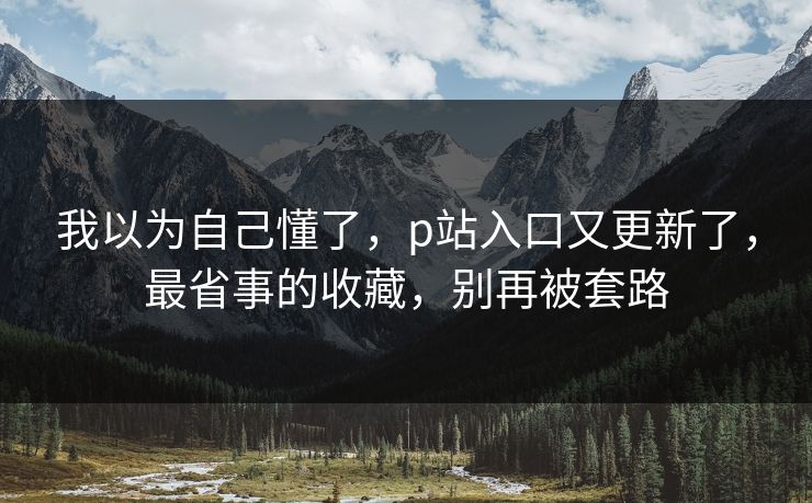 我以为自己懂了，p站入口又更新了，最省事的收藏，别再被套路